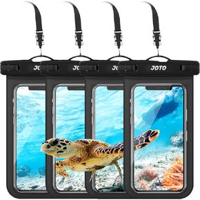 JOTO Waterproof Phone Pouch IPX8 Universal Waterproof Case Dry Bag Phone Protector for iPhone 15 14 13 12 11 Pro Max Plus XS XR X 8 Galaxy S23 S22 S21 S20 Pixel Up to 7" -4 Pack, Black