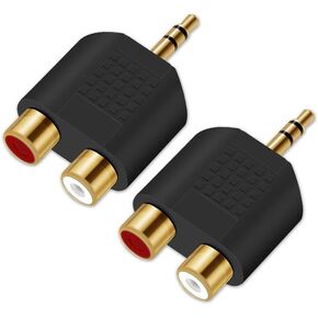 3.5mm to RCA Splitter Adapter - Oxsubor Gold Plated 3.5mm Male Stereo to 2 RCA Female Jack Y Plug Audio Converter (2 Pack)