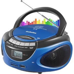 Gelielim Boombox CD Player, CD Players for Home with Bluetooth, AM FM Radio, Portable CD Boombox Support USB, SD, MMC Drive, LCD Display, Headphone Jack, AC/DC Powered, Present Idea for Elder-Blue