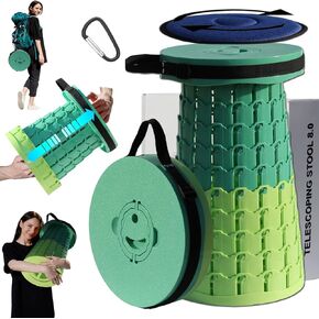 ALEVMOOM 19.7" Collapsible Stool Telescoping Stool with Cushion, Retractable Folding Stool for Adults Outdoor Camping Fishing, Width 11.8" Max Load 1000 lbs