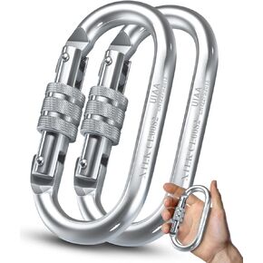 25kN Climbing Carabiner – UIAA CE Rated 5620LB – Heavy Duty Twist Locking Carabiner Clip - Industrial Strength Large Steel Oval Caribeaner - Rock Climbing Caribeener Clips for Rigging, Ropes