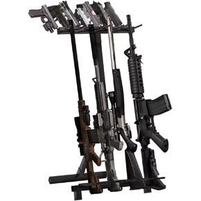 KEBE Portable Gun Rack, Freestanding Folding Rifle Rack with Heavy Duty Steel Hold up to 7 Pistols and 4 Rifles Shotgun Carbine, Mobile Firearm Display Storage Stand for Shooting & Hunting Range
