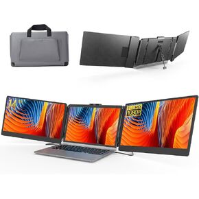 Laptop Screen Extender 14" 1080P FHD IPS, Portable Monitor for Laptop 13-17", Triple Monitor Extended for laptops with Dual Speakers, Plug-Play with Type-C/HDMI/USB-A for Wins/Mac/Chrome