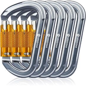 NewDoar 28KN UIAA & CE Certified Auto Climbing Carabiner Professional Heavy Duty Caribeaner for Rappelling D-Shaped in Kuwait