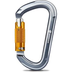 NewDoar 28KN UIAA & CE Certified Auto Climbing Carabiner Professional Heavy Duty Caribeaner for Rappelling D-Shaped
