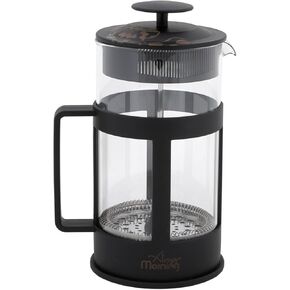 Any Morning French Press Coffee and Tea Maker, Borosilicate Glass Coffee Press, Stainless Steel Filter, Durable and Heat Resistant, Black (1000 ml, 33.8 oz, 4 Cup)