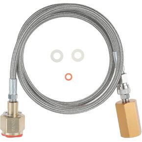 CO2 Adapter for Soda Maker with 60 In Stainless Steel Braided Hose, GA320 to M18*1.5 CO2 Tank Cylinder Direct Adapter Connect to Soda Water Maker CO2 Cylinder Series and Large CO2 Storage Tanks