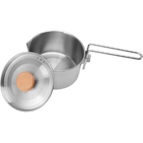 1L Stainless Steel Kettle,Portable Camping Tea Pot with Lid and Removable Handle,Cooking Pot Stovetop for Openfire Camping Cookware,for Hiking Picnic