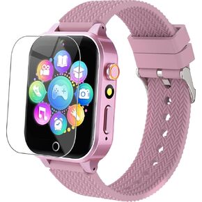 Smart Watch for Kids Girls Age 3-12 with 26 Puzzle Games HD Video Camera Touchscreen Music Player Learning Cards Storybook Pedometer Metal Case Kids Watch Toy Birthday Gifts Include 2 Screen Protector