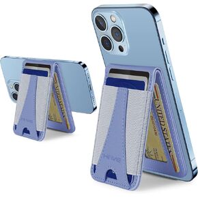 HiWe for Magsafe Wallet, Magnetic Wallet with Adjustable Stand, Eiffel-Tower Magsafe Wallet Stand for iPhone 16/16 Pro/15/14/13/12 Series, Open ID Window, 8 Card Holder, Vegan Leather, Navy Blue