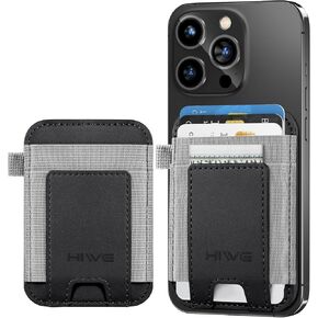 HiWe for Magsafe Wallet, New-Upgrade Magnetic Card Wallet Holder, Leather Magnetic Wallet with Powerful Magnet for iPhone 16/16 Pro/15/14/13/12 Series, Fits 7 Cards, RFID Blocking, Dark Black