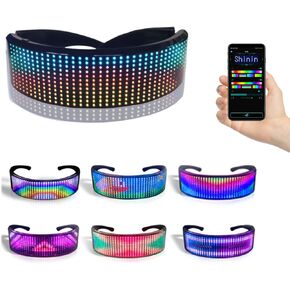 VINGVO LED Glasses with Bluetooth, APP Controlled RGB Light Up Glasses, Customizable Light Up Glasses for Halloween, Christmas, Cosplay Parties, Music Festival