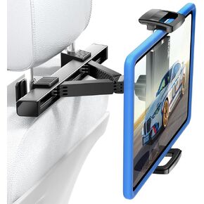 TRYONE Car Tablet Holder, Headrest Tablet Mount - [Thicker Carbon Steel] Car Holder Back Seat for Kids Travel Road Trip, Compatible with iPad, All 4.7~12.9" Tablets, Phones, Galaxy, Fire HD