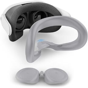 Relohas Deluxe VR Accessories for Meta Quest 3, Safe 2 in 1 Silicone Case Set for Oculus Quest 3, Include Upgraded Lens Protector, Face Cover (RED)