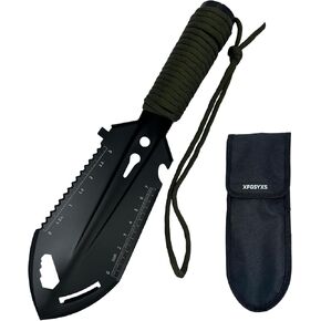 Small Camping Shovel, Mini Hand Shovel, Portable Backpacking Trowel, Ultralight Compact Multitool for Camping, Gardening, Outdoor Survival, Black
