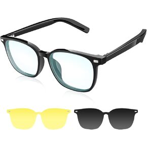 Smart Glasses, Bluetooth-Audio Glasses for Men Women With Night Vision and Polarized Magnetic Lenses, Remote Shooting,Voice Assistant, Wireless Headphone Sunglasses for Cycling Driving (G05)