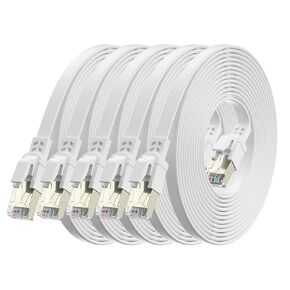 Cat 8 Ethernet Cable 6 FT 5 Pack, 40Gbps 2000Mhz High Speed Flat Internet Network Cable, Cat8 Ethernet Cable Patch Cord with RJ45 Connector for Router Laptop TV