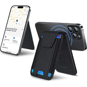 For Magsafe Wallet, Works with Apple Find My, Magnetic Wallet for iPhone 16/15 Pro/15 Pro Max/15 Plus/15/14/13/12 Series, Wallet Tracker, Smart Wallet, Magsafe Wallet Stand, 7 Cards Holder, Black