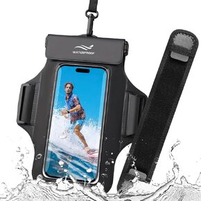 Waterproof Phone Pouch Floating - Waterproof Arm Bag - IPX8 Waterproof Phone Case for iPhone 15 14 12 Pro Max/Plus/Samsung Galaxy S24 S23 - Detachable Lanyard/Armband/Buckle for Beach Essentials