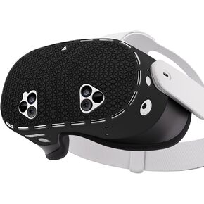 Orzero Headset Shell Silicone Cover Compatible for Quest 3s, Upgraded Heat Dissipation-Friendly Full Protection Case Accessories with Precise Cutout, Shockproof Dropproof VR Cover - Black