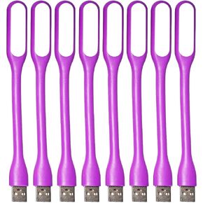 Flexible Mini USB LED Lamp Light Portable Night Light Compatible for Power Bank, Laptop, Notebook, Reading, Computer Keyboard USB Reading Light (8pcs, Purple)