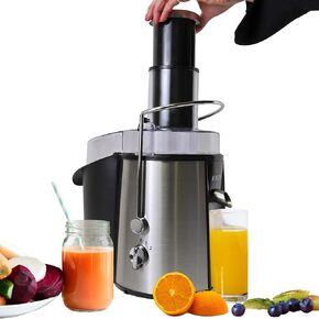 Total Chef Juicin' Juicer Wide Mouth Centrifugal Juice Extractor 3" Wide Feed Chute 700W 2 Speeds Surgical Steel Blade Easy to Clean Juicing Machine for Fruits Vegetables Greens Almond Milk