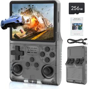 FVBADE 【30000 in 1 R40S PRO Handheld Game Console 3.5 inch IPS Screen Mini Retro Console 3800mAh Portable Pocket Arcade 12+ Mainstream Emulator 256G TF Card Transparent