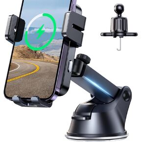 JOYROOM Wireless Car Charger,15W Qi Fast Charging Car Charger Phone Holder Mount, Auto-Clamping Alignment Windshield Dashboard Air Vent Cell Phone Holder for iPhone 16 Pro Max/15 Pro,Samsung S24/S23
