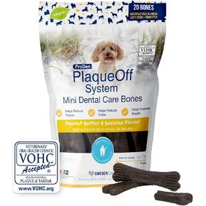 ProDen PlaqueOff Sytem Mini Dental Care Bones - Peanut Butter Banana - 12 oz, Brown