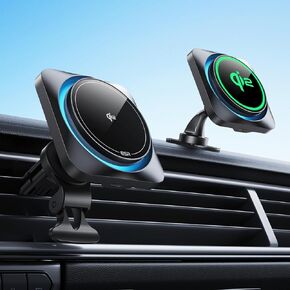 ESR for MagSafe Car Mount Charger with CryoBoost, Phone Cooling MagSafe Car Charger, Magnetic Wireless Car Charger, Air Vent/Dashboard Car Phone Holder Mount for iPhone 16/15/14/13/12, Fast Charging