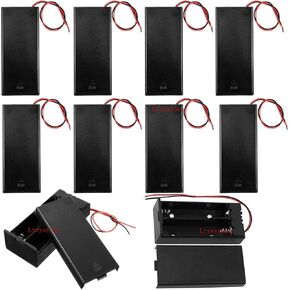 10Pcs Plastic 18650 Battery Storage Case 2 Slots x 3.7V for 2x18650 Batteries Holder Box Container with ON/Off Switch