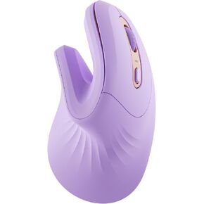 seenda Ergonomic Mouse with Jiggler - Wireless Vertical Mouse with Multi Device Connection (Bluetooth or USB), Reduces Wrist Strain, Quiet Click, Compatible with PC, Laptop, Mac, Windows (Purple)