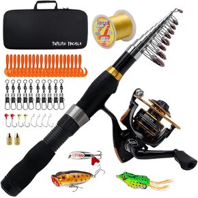 Collapsible Fishing Rod and Reel Combo, BalanZze Telescopic Fishing Rod with Spinning Reel, Portable Collapsible Fishing Pole Kit for Saltwater and Freshwater