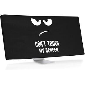 kwmobile Computer Monitor Cover Compatible with 34-35" Monitor - Don't Touch My Screen White/Black