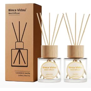 binca vidou Reed Diffuser Set, Home Scented Reed Diffuser Set 3.4oz(100ml), Clean Cotton Scented Reed Diffuser Set Fragrance Oil Diffuser Sticks, Home Decor & Office, Décor,Fragrance and Gifts