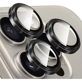 TENOC Camera Lens Protector for iPhone 14 Pro & iPhone 14 Pro Max, 9H Tempered Glass Camera Screen Cover, Black Metal Individual Ring