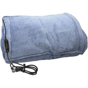 USB Heated Blanket, Electric Heating Lap Blanket Throw, Wearable Soft Outdoor Cozy Travel Throw for Stadiums, Picnics, Travel, Camping, Hiking, and Wheelchair Use, Dark Blue
