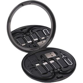 Multiple USB adapters, USB-A/Micro-USB/Light/OTG USB Adapter kit Storage case with SIM Extractor/SIM Slot, with Mirror/Cell Phone Holder, Ideal for Traveling