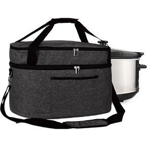 MUSBUS 2 Layer Slow cooker bag for Crock-Pot 6-8 quart, Travel reunionc outdoor, Easy to transport Insulation water proof easy cleaning to carry, Family Gathering Potluck, Gift for Women - Grey