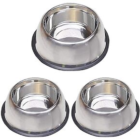 Van Ness Pets Small Non Tip Stainless Steel Dog Bowl, 16 OZ Food and Water Dish, Wide Base Prevents Spills, Silver