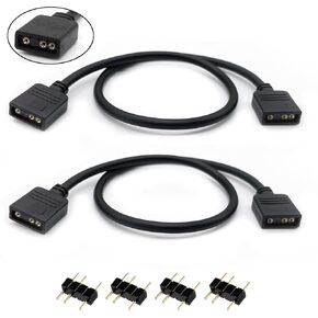 ARGB Extension Cable, 1-to-1 Female to Female ARGB Splitter Cable 5V 3 Pin Addressable RGB Extension Cable ARGB LED Sync Cable for Extend PC Computer ARGB Fans Or ARGB LED Series, 11.8in (2 Pack)