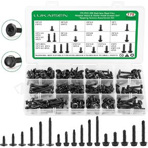 429pcs 304 Stainless Steel Wood Screw Assortment Kit, 4#6#8#10 Truss, Flat & Pan Head Phillips Drive Sheet Metal Screws Kit, 24 Sizes Drywall Screws & Cabinet Screws & Self Tapping Screws Set