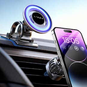 LISEN Fits MagSafe Car Mount Car Phone Holder,Strong Magnetic Phone Holder for Car Magsafe, Dashboard Vent iPhone 16 Car Mount Holder Car Accessories for iPhone 16 15 14 13 12 Pro Max,Black