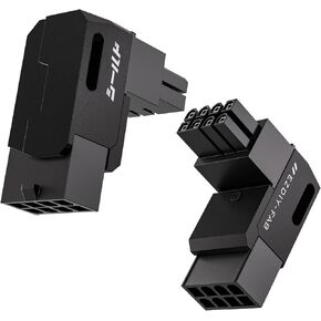 EZDIY-FAB Shield Series 8-Pin PCIe GPU Power Adapter,90-Degree Angled Connector, Aluminum Design for Graphics Cards – Standard Type,Black-2 Pack