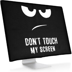 kwmobile Computer Monitor Cover Compatible with 31-32" Monitor - Don't Touch My Screen White/Black