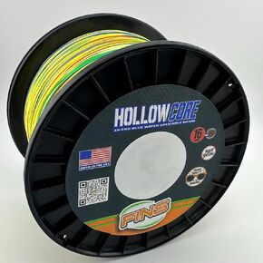 FINS Hollow Core Braided Fishing Line - USA Made, Spliceable Braid for Bluewater Angling, Superior Knotless Leader Transition - 16-Strand for Increased Reel Capacity
