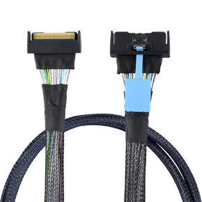NFHK PCI-E 5.0 Mini Cool Edge IO MCIO STR SFF-8654 PCI-E Slimline SAS 8i 74Pin Male to SFF-8654 SAS 4.0 74Pin Male SFF-8654 Extender Cable 50cm