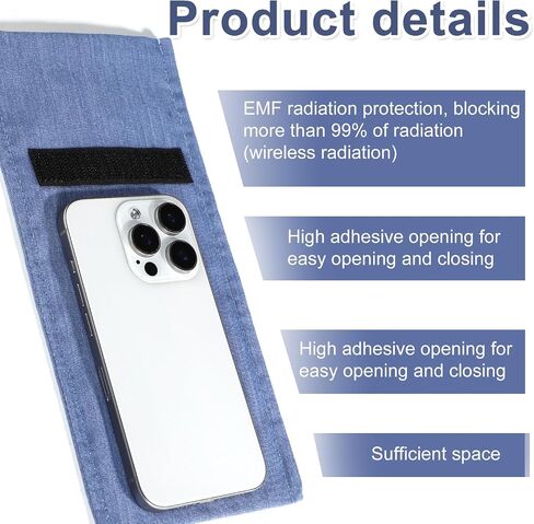 قطعتان من حافظة الهاتف التي تحجب EMF، حافظة درع EMF للهاتف الخلوي حماية من EMF للهاتف الذكي، حافظة هاتف مضادة للإشعاع تحجب الإشارة تناسب معظم الهواتف المحمولة (أزرق) in Saudi Arabia