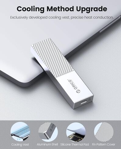 ORICO M.2 NVMe SSD Enclosure 40Gbps PCIe3.0x4 USB Type-C محول ألومنيوم، NVMe 2280 M-Key(B+M Key) حافظة محرك الحالة الصلبة الخارجية، متوافق مع Thunderbolt 3/4 USB3.2/3.1/3.0/Type C-M208-فضي in Saudi Arabia
