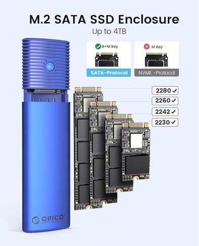 حاوية ORICO M.2 SATA SSD مع حافظة من الألومنيوم، تدعم B+M Key M.2 SSD، نوع C USB 3.1 5 جيجابت في الثانية محول حاوية الحالة الصلبة الخارجية لـ 2280/2260/2242/2230 M.2 SATA NGFF SSD 4 تيرابايت بحد أقصى - PWM2( أبيض) in Saudi Arabia